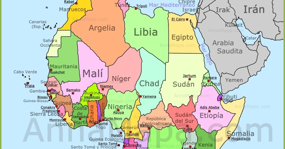 MundoContemporáneo: Mapa de África base para el examen