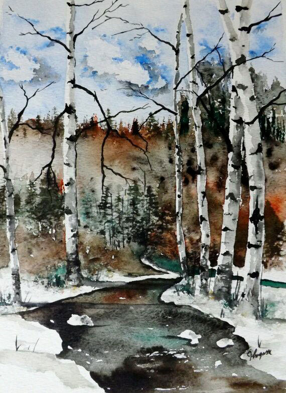 lukisan pemandangan hutan