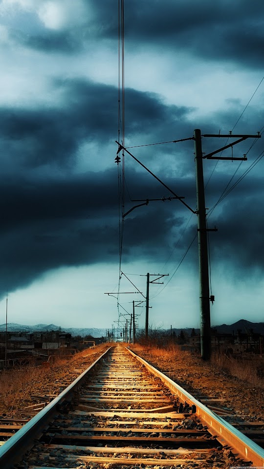 Countryside Railway Storm  Android Best Wallpaper