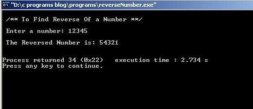 C PROGRAMS BLOG: C Program To Find The Reverse Of a Given Number