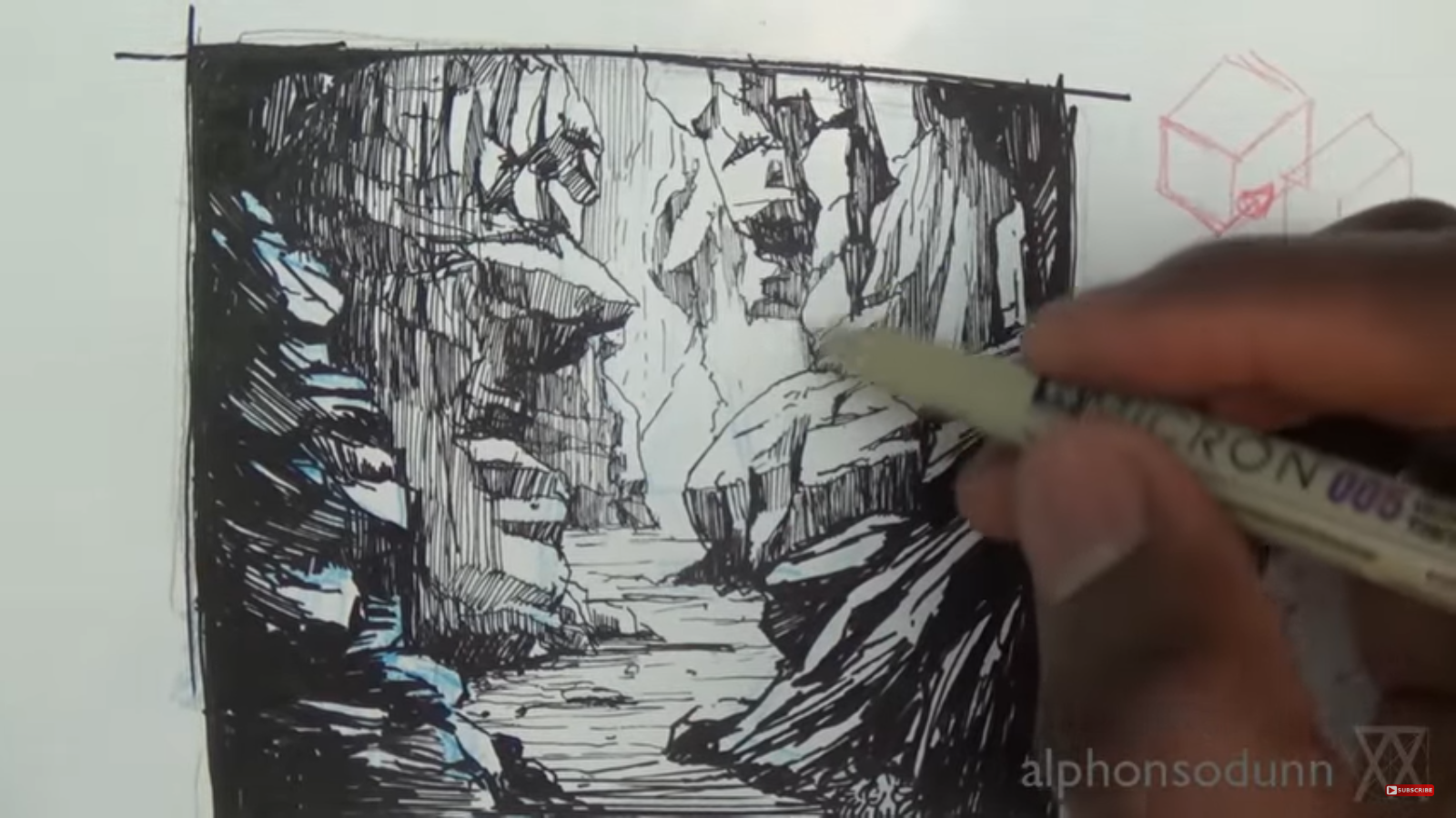 How to draw a Valley landscape scenery by Alphonso Dunn