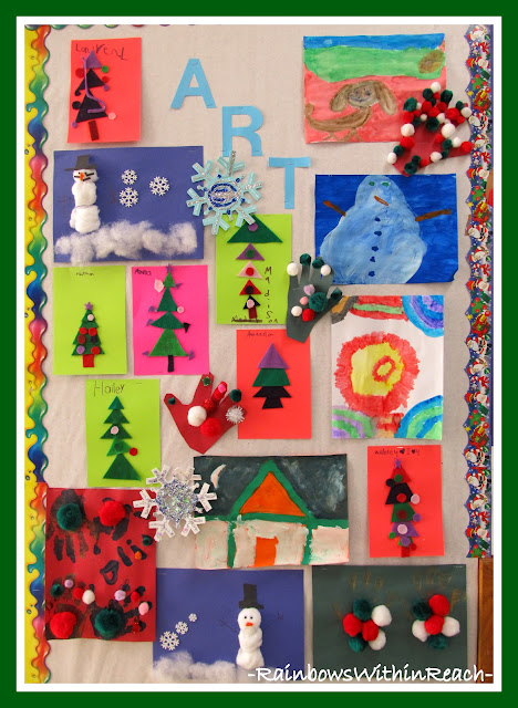 photo of: Christmas Art Project Bulletin Board (Christmas Bulletin Board RoundUP via RainbowsWithinReach) 