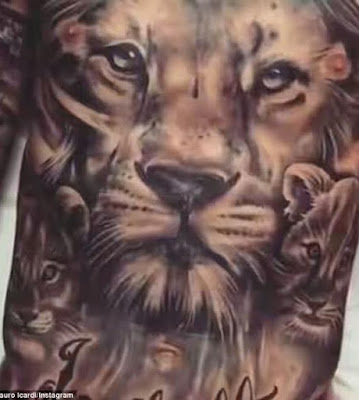 bb Inter Milan striker Mauro Icardi gets huge lion head tattoo covering his entire chest