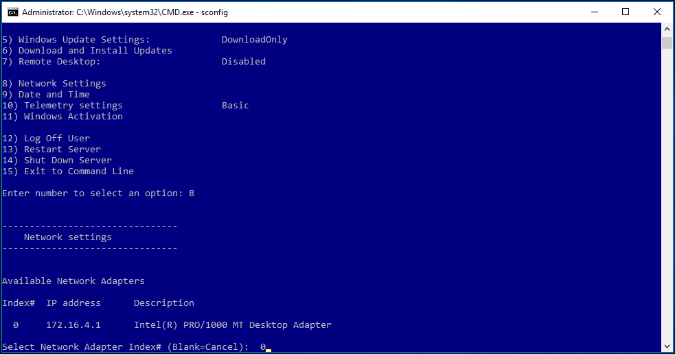 Can server exe. Sconfig windows server.