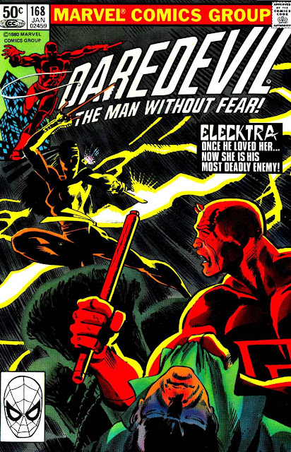 Daredevil v1 #168, 1981 1st Elektra marvel comic book cover art by Frank Miller Daredevil v1 #168, 1981 1st Elektra marvel comic book cover art by Frank Miller