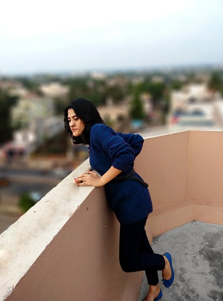 SHADE OF BLUE | STYLE PANORAMA: FASHION AND ILLUSTRATION BLOG FROM DHEERA JOSHI handmade blue sweater