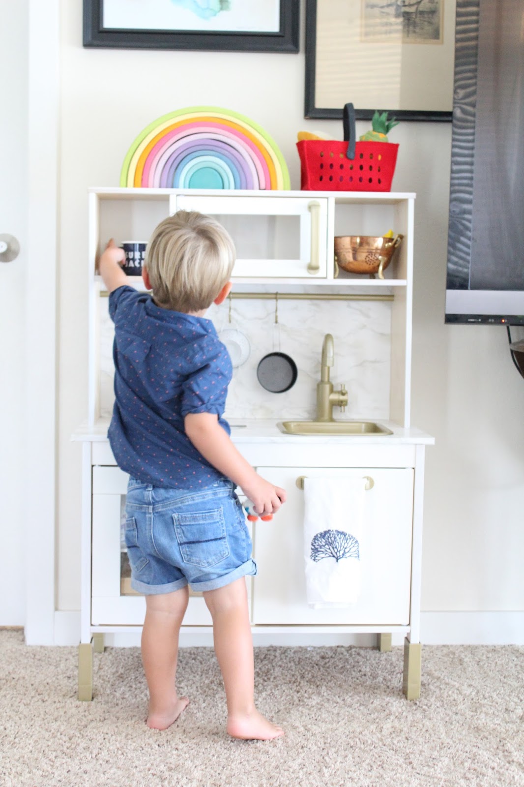 IKEA Play Kitchen Hack Stripes and Whimsy
