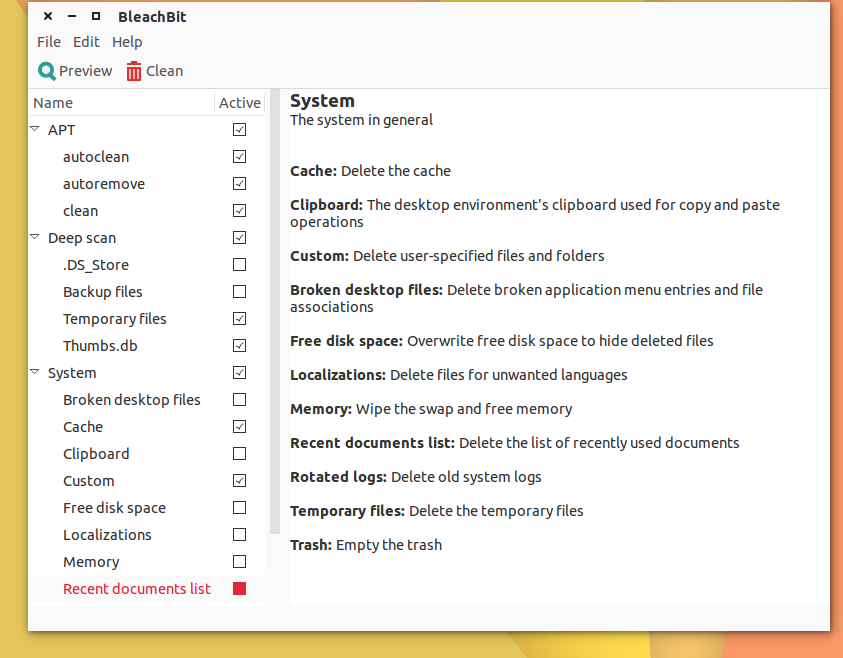 BleachBit Automatic GUI junk cleaner for Ubuntu. Free up your space