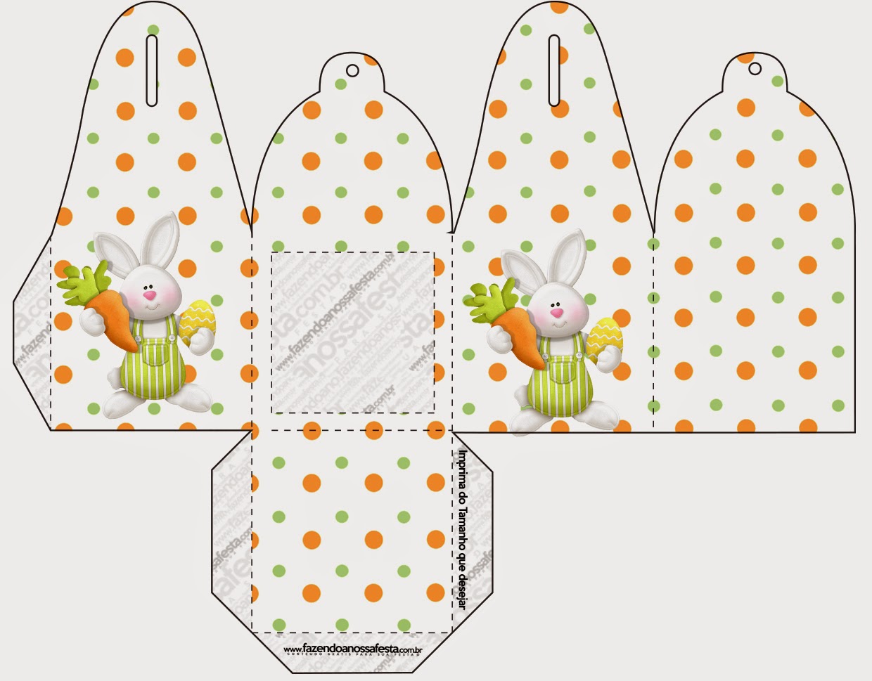 Pascua en Naranja: Cajas para Imprimir Gratis. Caja para cupcakes o golosinas.