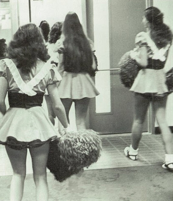 B&W Photographs of Cheerleaders in 1960s - 70s ~ vintage 