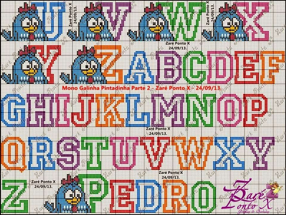 Gráficos Aqui - Artesanato: MONOGRAMA DA GALINHA PINTADINHA A-Z