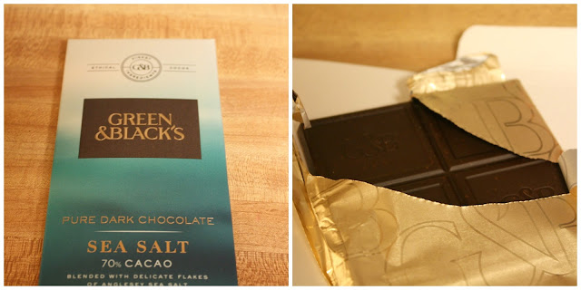 Savoring a Green & Black's Sea Salt Pure Dark Chocolate Bar from my Degustabox