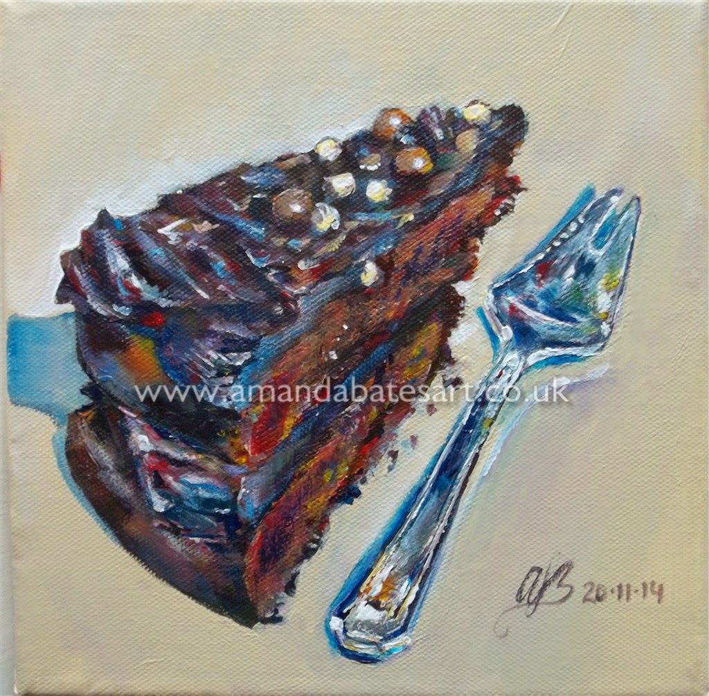 Victoria Sandwich - Chocolate Cake - Still Life - Acrylic