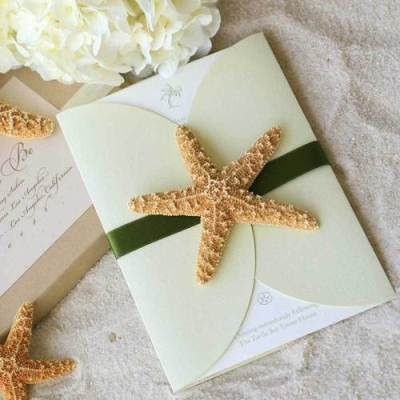 beach wedding invitations starfish