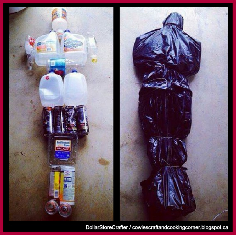 Dollar Store Crafter Halloween Body Bag Made Out Of Plastic Bottles And Garbage Bags