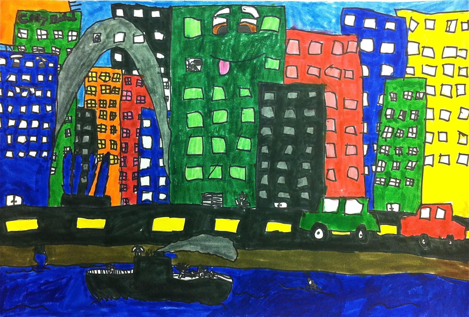 Ночной город рисунок для детей 5 лет