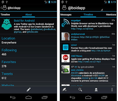 Boid Twitter app for Android ICS