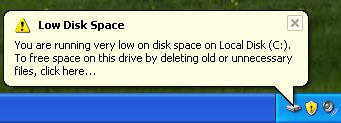 Windows XP: Poco Espacio en Disco