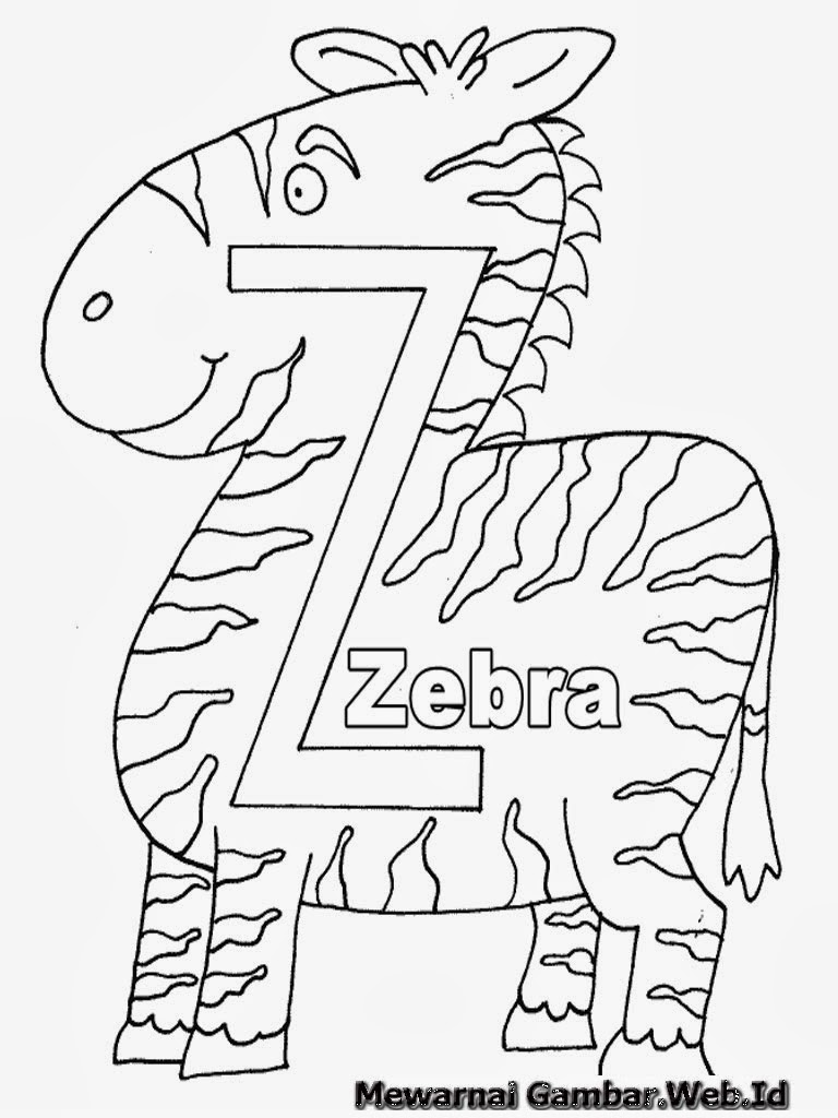 Belajar Mewarnai Huruf Alfabet Z - Zebra