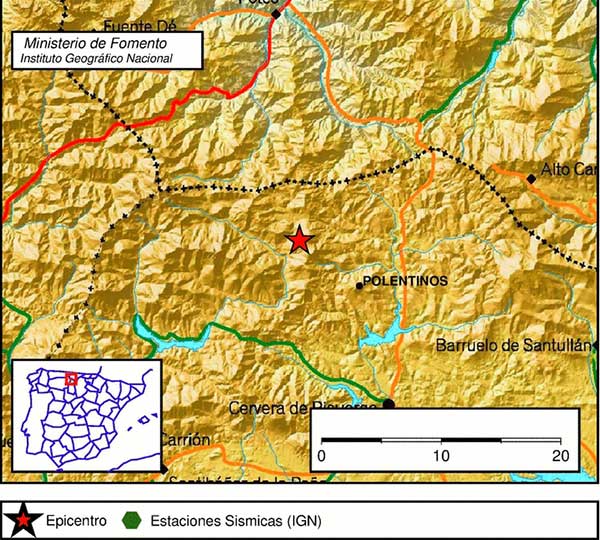 Dos terremotos se registran en Palencia, uno de ellos de magnitud 4 sentido Cervera de Pisuerga