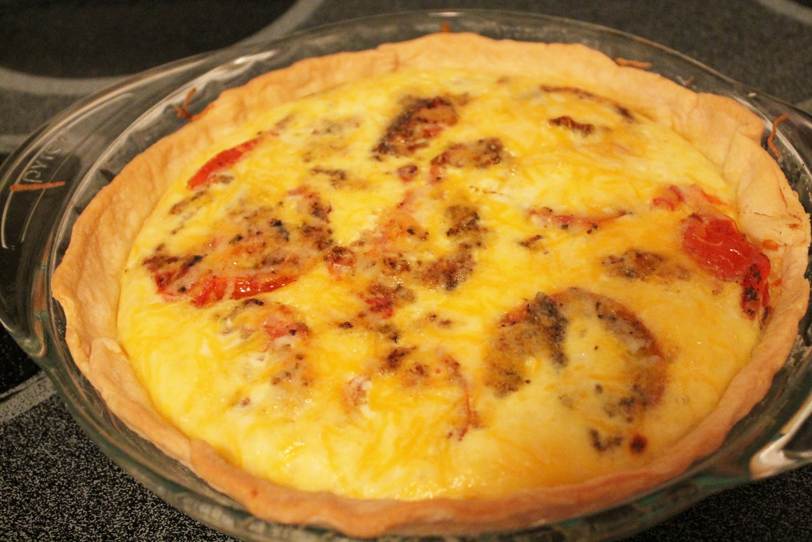 Quiche with Tomatoes, Onion, Basil, and Cheese
