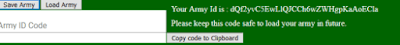 If you press Save you are presented with your unique army code: