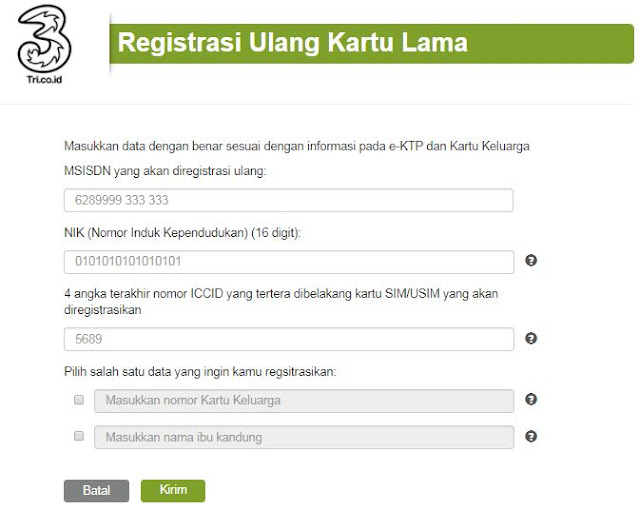Cara Daftar Kartu Simcard Tri 3 Pelanggan Lama Registrasi Ulang Terbaru 