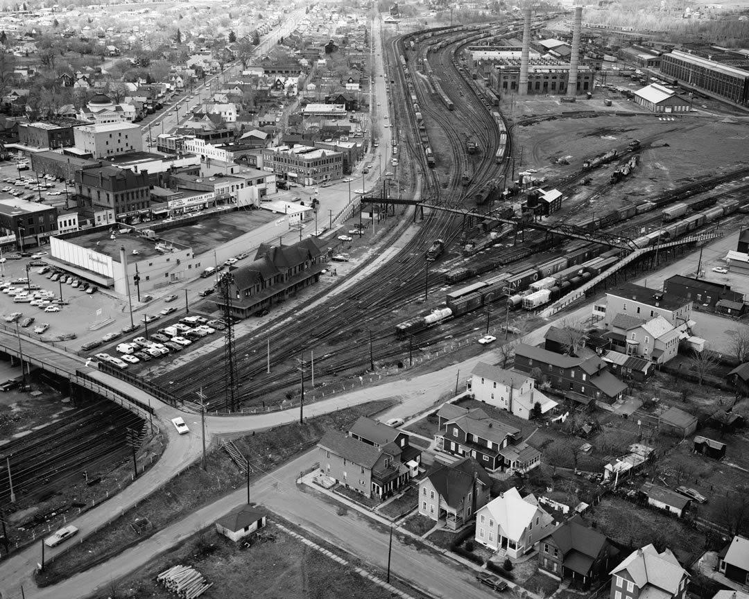 Vintage Railroad Pictures Aerial View of Sayre, Pa. in 1971