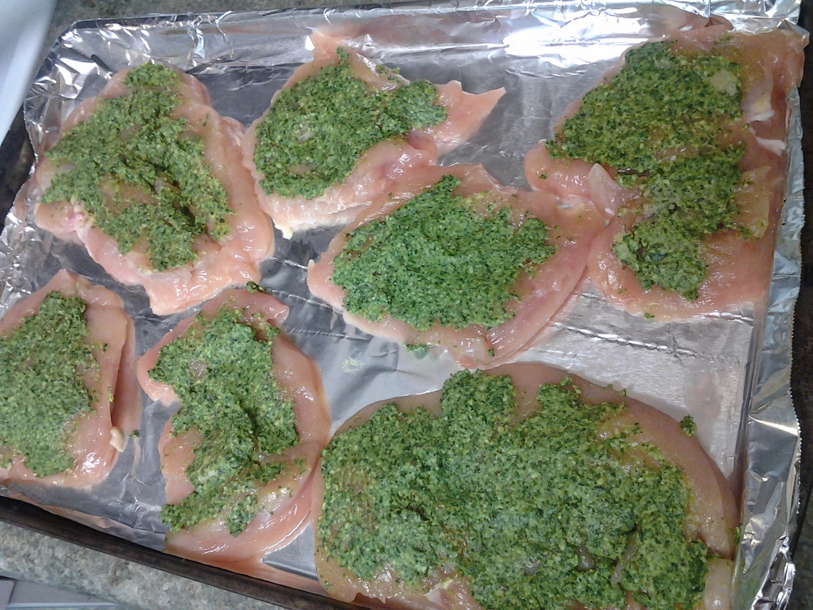 RECIPE Baked chicken with Spinach Basil Pesto cherish