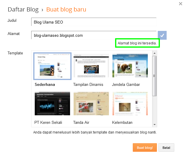 cara membuat blog di blogger