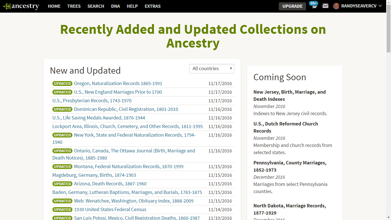 Collection update. Ancestry Virginia. Civil Registration.