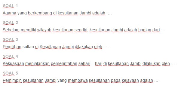 Contoh Soal Kerajaan Islam Jambi