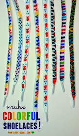 DIY Colorful Shoelaces - Great for shnazzing up shoes, or a great gift for kids to make for others