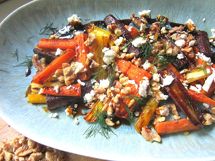 Roasted Carrots w/ Feta, Walnuts & Dill