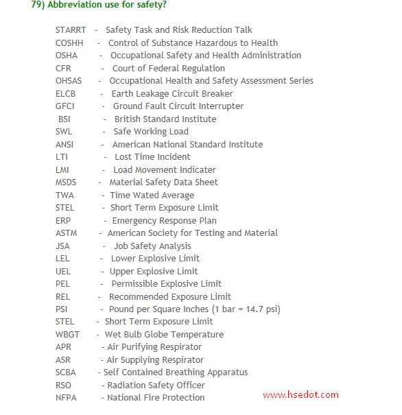 hsedot.com: H.S.E. QUESTIONNAIRE & ANSWERS