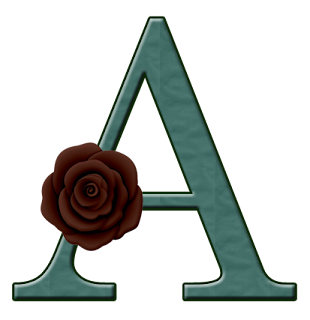 Abecedario Verde Azulado con Rosas Corintas. Blue-Green Alphabet with Maroon Roses. Falta la L.