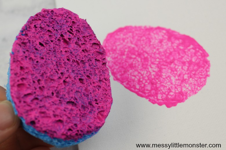 Easy easter egg sponge painting craft for toddlers and preschoolers.