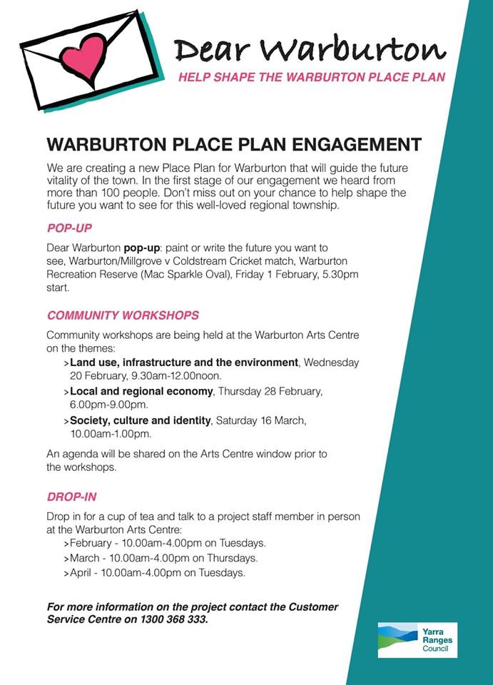 Cr Jim Child O'Shannassy Ward, Yarra Ranges Council Warburton Place Plan