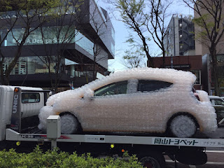bubble wrapped car