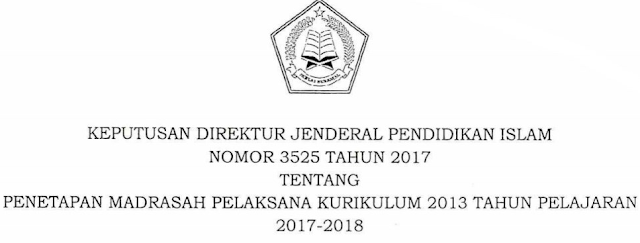 Download SK Dirjen Pendis Madrasah Pelaksana K-13 Tahun 2017/2018