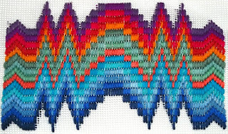 Flame stitch sample in many colors