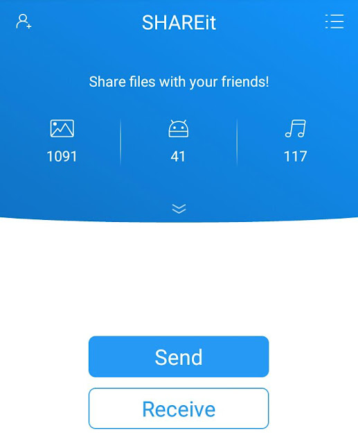 SHAREit app home screen
