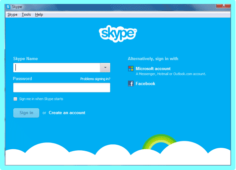 facebook skype login android