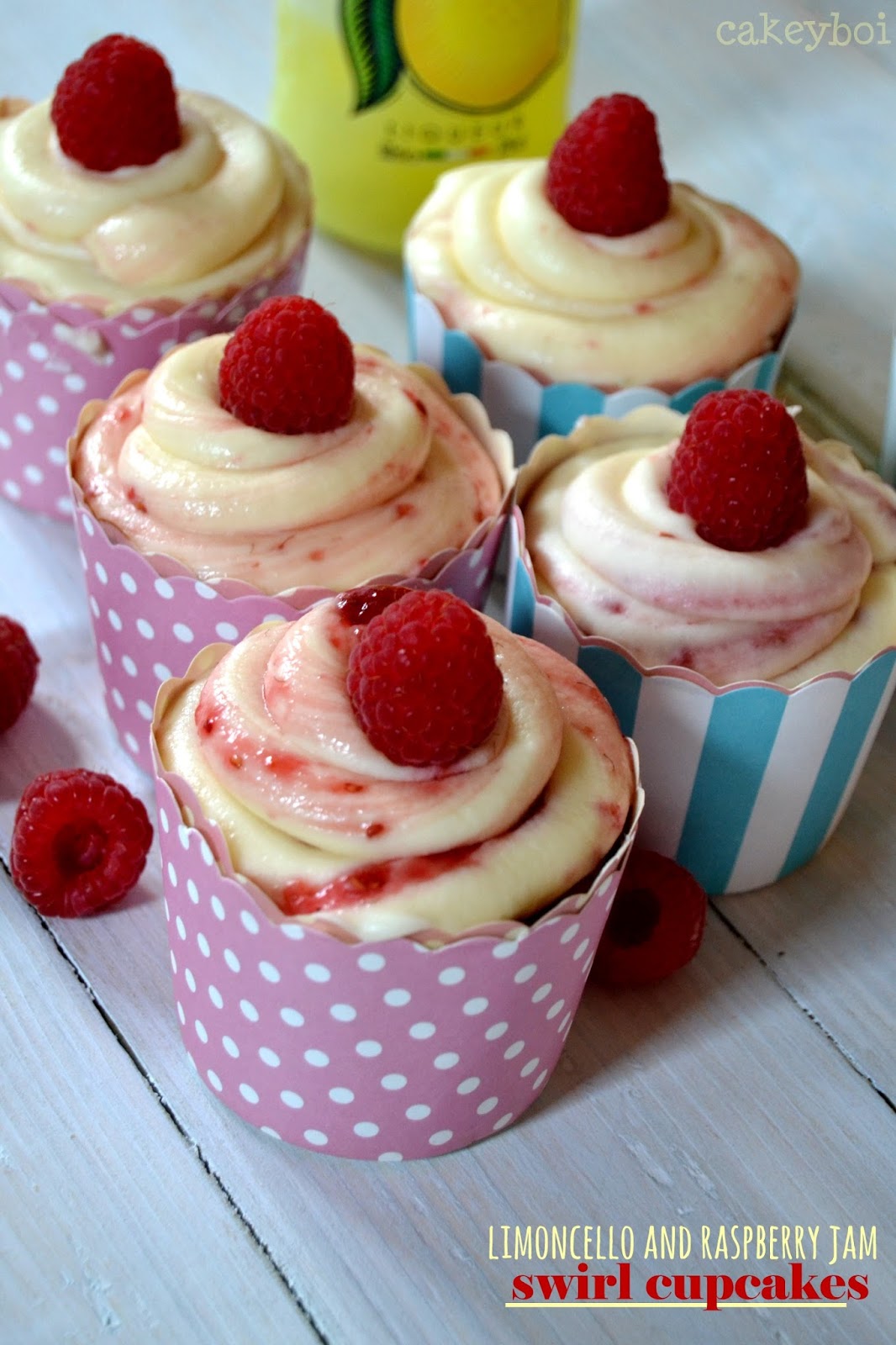 Cakeyboi Limoncello and Raspberry Jam Swirl Cupcakes