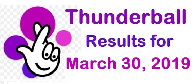 Thunderball results for Saturday, 30 March 2019 Thunderball results for Saturday, 30 March 2019