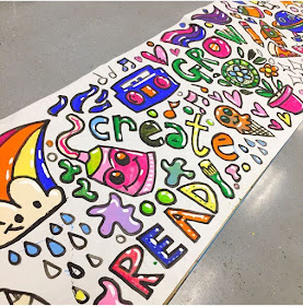 Cassie Stephens: In the Art Room: A Giant Painting Banner for Field Day!