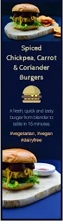 An easy burger recipe that can be made in a power blender or food processor. From blender to table in 15 minutes and all made with fresh tasty ingredients. Cook from fresh or freeze for another day.These burgers are suitable for a vegetarian, vegan or dairy free diet.