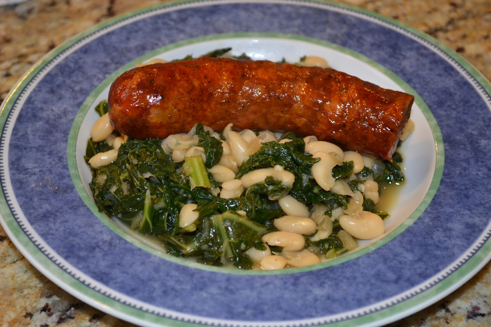 Al's Recipe Reviews Andouille Sausages with Stewed Greens and White Beans