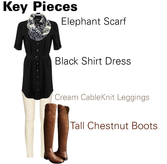 LowBudget Fashionista Shirt Dress, Leggings and Boots