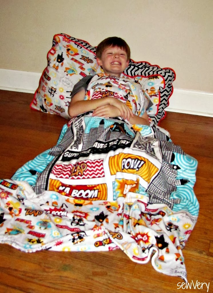 sewVery Cuddle Floor Pillow Tutorial and Matching Blankets